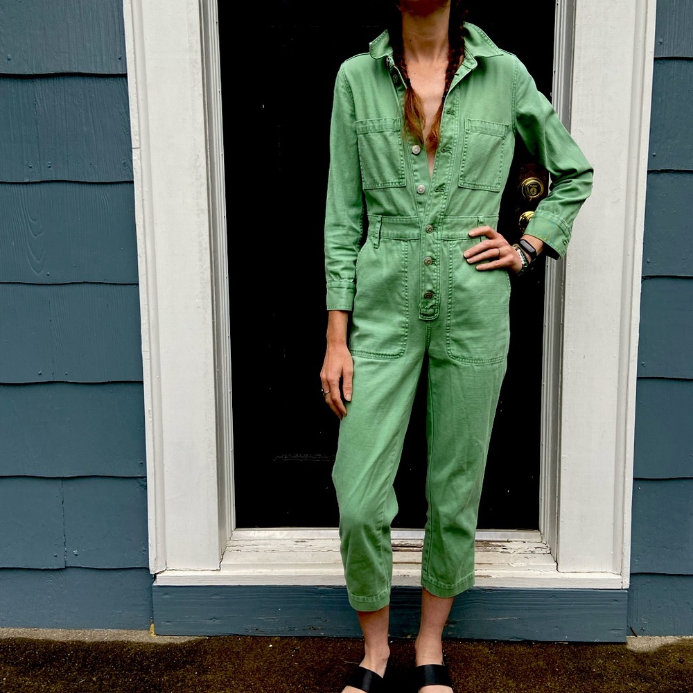 Madewell Dusty Sage Denim Jumpsuit